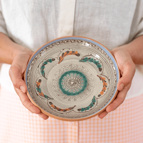 håndlavet keramik tallerken fra rumænien